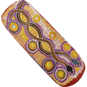 long wood bowl with dot painting