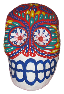 painted paper mache skull