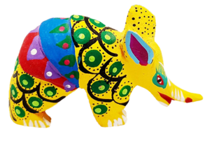 wooden animal carving with colorful paint